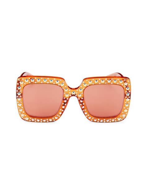 53mm embellished square sunglasses|Gucci 53mm Square Sunglasses .